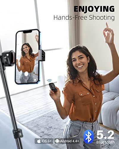 Angfly 67 Tripod e Selfie Stick, Extendível Cell iPhone Tripod Stand com suporte remoto e de telefone, tripé para iPhone compatível com iPhone 14 Pro Max 13 12/Android/Câmera