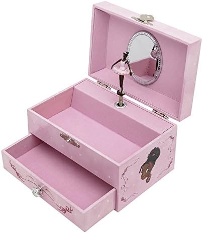Caixa de jóias musicais - penteadeira | Black Ballerina Music Box | Caixa de música para meninas | Presentes de balé para meninas | Brinquedos pretos