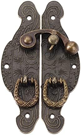 Ganfanren Caso de madeira de latão antigo Hasp Vintage Decorative Jewelry Gift Box São da fivela de fivela de fivela de fivela do gancho de trava 90 * 50mm
