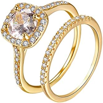 2023 Novas 69 peças tamanho dois anéis dourados jóias shinestone anel branco de casamento mulheres anéis mantêm