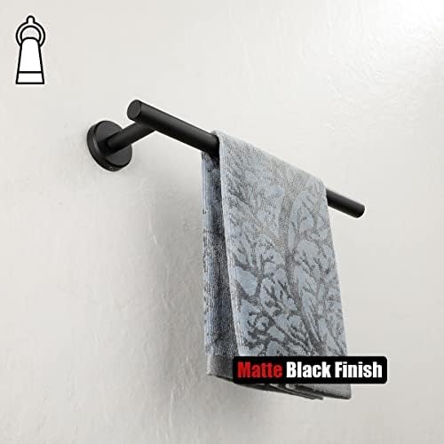 JQK Hand Towel Towel Ring preto, engrosse 8mm 304 Banheiro de aço inoxidável Barra de toalha de mão,