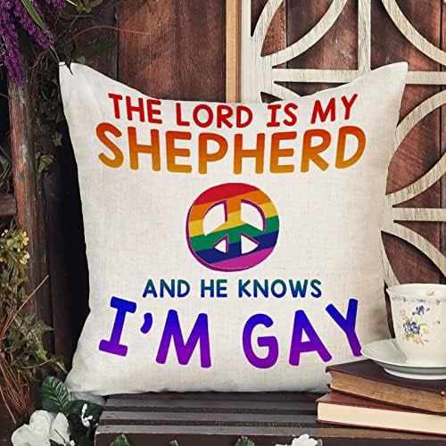 O Senhor é o meu pastor de travesseiro de travesseiro da capa da capa do arco -íris arco -íris lésbica gay