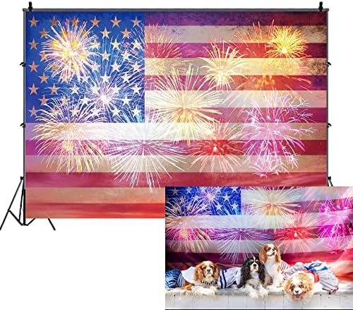American Flag Backdrop 10x8fft Independence Day Fireworks Party Decoration Backdrop 4 de julho Fotos