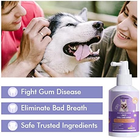 Spray de limpeza de dentes limpos para animais de estimação para cães e gatos - Pet Spray oral dentes limpos - Pet Clean Care Oral Spray Bad Breath Scowner - Spray de limpeza de dentes fácil