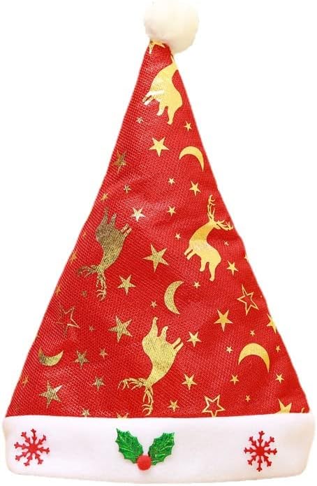 Conjunto de Apresunday de 2 Decorações de Natal Papai Noel Print Foil Foil Old Man Hat Hat Party Hat Red