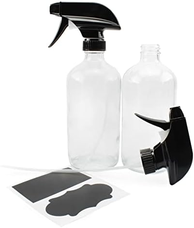 Marcas de Cornucopia garrafas de spray de vidro transparente de 16 onças com pulverizadores de serviço