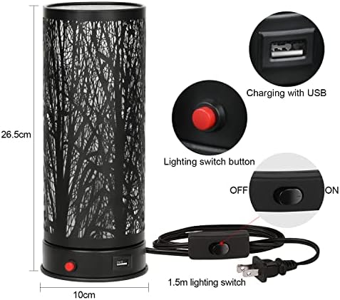 Lâmpada de cabeceira da lâmpada de mesa com carga de cabeceira decorativa de carga USB para quarto, sala