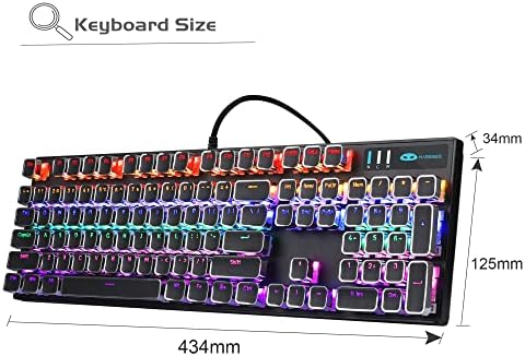 Magegee Typwriter Mechanical Gaming Teclado, Chave de teclas quadradas punk retro com teclados com retroilumos