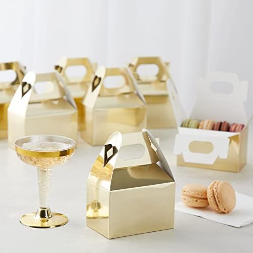 Juvale 36 Pacote pequenas caixas de empena de ouro para favores de festas, chá de bebê, casamento, aniversário