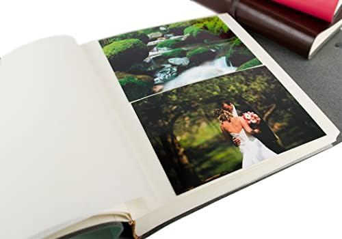 Álbum de fotos de couro de couro Puro, branco, médio - feito à mão na Itália