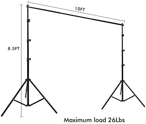 Sistema de suporte de fundo de foto hyj-Inc com kit de suporte de cano de fundo de 8,5 x 10 pés, 6 x
