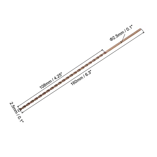 UXCELL M35 Alta velocidade de aço parabólico Frill Bit, diâmetro de perfuração de 7 mm de comprimento de 156 mm, hastes de aço cobalto de óxido de ouro redondo