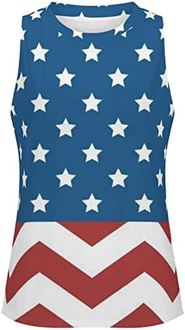 Tampo do dia do dia da independência para mulheres American Flag Shirt Tops patrióticos angustiados 4 de julho sem mangas EUA