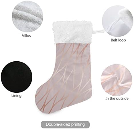 Mármore Xigua com imitação de meias de Natal de ouro rosa 17,7 polegadas meias de Natal lareira pendurando