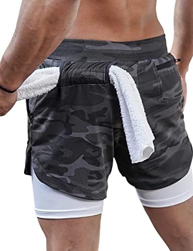 Diotsr Mens 2 em 1 Execução de shorts de exercícios Quick Dry com forro, shorts de ginástica atlética
