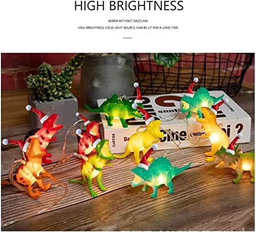 10 luzes de dinossauros LED Luzes de corda de dinossauros Decoração para meninos FESTIVAS DE FESTO DE CHORAGENS LUZES DE BATERIA DE DINOSAURS para o pátio do jardim da árvore de férias decorativa, 1,5m