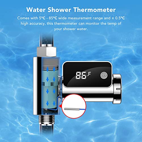 Termômetro do chuveiro, ± 0,5 ° C Precisão ABS Termômetro de torneira PC G1/2 para banheiro