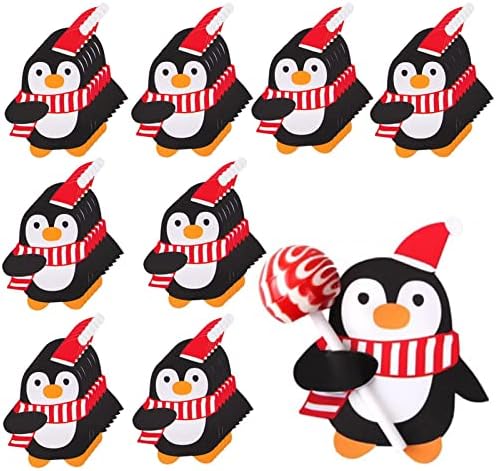 PAPEL DE PAPEL KISHI LOLLIPOP | Santa Candy Titular para DIY | Cartões de presentes com Papai Noel/Penguin Cartões Cartões de Candelas para Castas de Class de Class