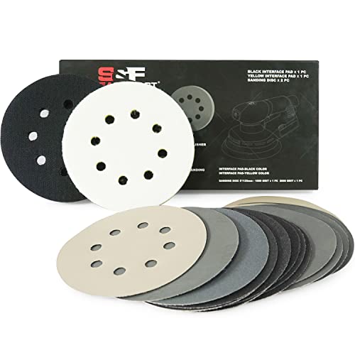 S&F Stead & Fast 5 polegadas Discos de lixamento seco molhado de 5 polegadas gancho e loop 54 PCs, 80