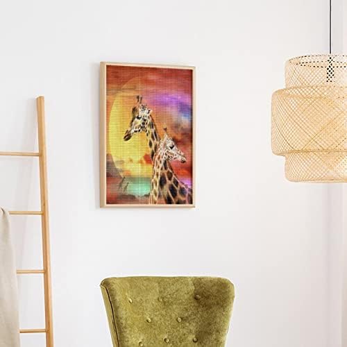 Kit de pintura de diamante de girafa colorido Fotos de arte Diy Full Drill Home Acessórios adultos Presente para decoração de parede em casa 12 x16