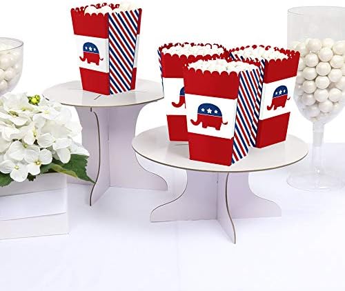 Big Dot of Happiness Republican Election - Partido político favorece caixas de tratamento de pipoca - Conjunto de 12