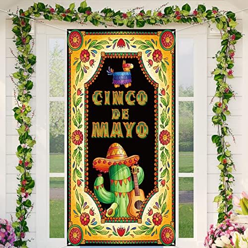 Cinco de Mayo Decorações Cinco de Mayo Capa da porta mexicana Varanda do mexicano Banner mexicano Fiesta Party Favors Cinco de Mayo Decorações e suprimentos para festa em casa