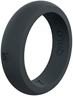 Anel de silicone de borracha feminina de Qalo, anel de casamento de silicone clássico para mulheres, banda de silicone respirável e durável, 5,5 mm de largura de 2,5 mm de espessura, multicolor