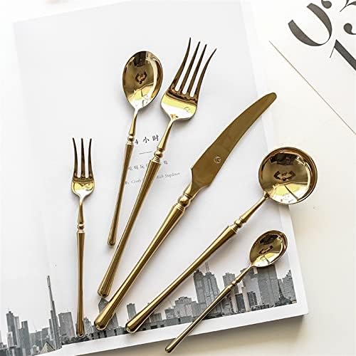 Talheres de prata de mesa dourada e colher de aço inoxidável e garfos domésticos para domínio ocidental conjunto de utensílios de jantar 1pcs