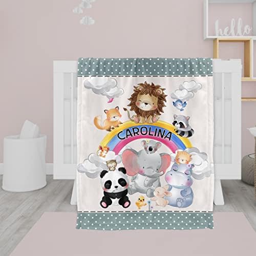 Angeline Kids USA fez cobertores personalizados para bebê, cobertor de bebê personalizado com nome, cobertores de bebê Animal Presente para meninas, meninos no aniversário de Natal 60x80 sherpa