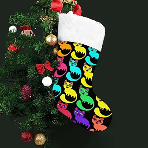 Estampa colorida com gatos meias de Natal de Natal, bolsa de bolsa casa de natal decoração de natal