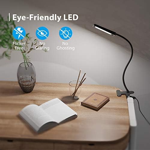Lâmpada de mesa de grampo Trond, luz da mesa ocular com porta de carregamento USB, lâmpada de mesa de tarefa