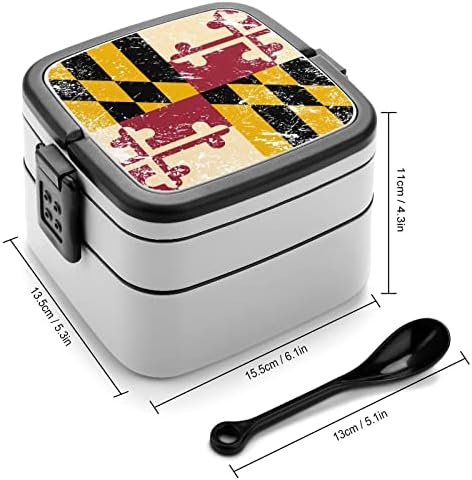 Bandeira do estado de Maryland duplo empilhável Bento lancheira recipiente de almoço reutilizável