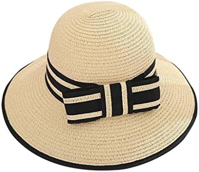 Adquirir uma aba larga de largura meninas folhas de palha de arco chapéu sol chapéu praia feminina chapéu de viagem giration tapt lady bonm feminino