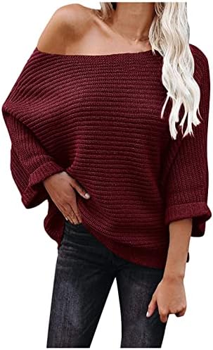 Pullover feminino, suéter feminino suéte de gestão de gestão de gestas menores de 20 dólares de mangas compridas femininas cor de malha quente de cor quente