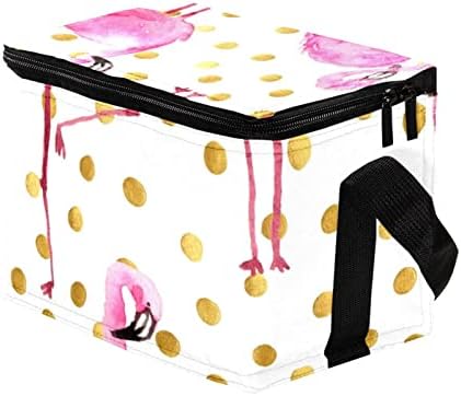 Lunchagem Guerotkr para homens, lancheira isolada, lancheira para adultos, padrão de bolinha de polca flamingo de animal rosa