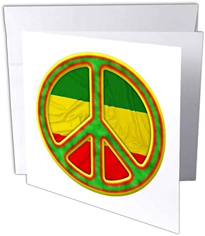 3Drose um símbolo de paz rastafariano nas cores rasta de vermelho, amarelo e verde. - Cartão de felicitações,