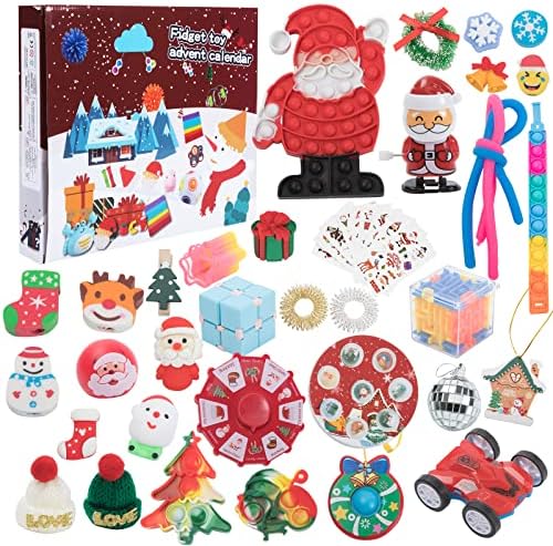 Lenorad Fidget Advent Calendar 2022 Christmas Toys-24 Days Surpreende os brinquedos sensoriais Pacote de contagem regressiva calendários de advento Top Gifts For Kids adolescentes adultos Favors