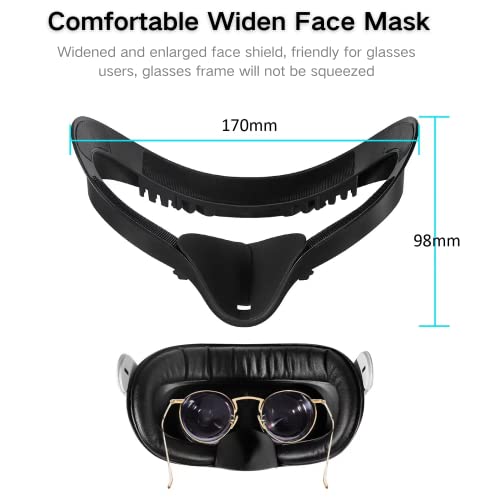 Tampa facial de face de VR com Quest 2, Face Cushion Pad compatível com interface facial Substituição de espuma com duas tampas de face e estrutura facial e tampa e tampa da lente no nariz e lente