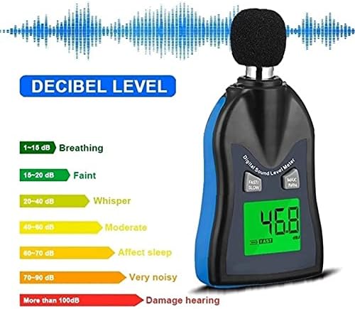 YFQHDD Digital Sound Level Meter 30-130dB Nível de ruído Medidor de ruído MEDELO DE MEDIÇÃO DO Testador