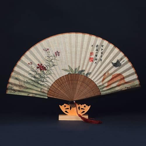 XIALON 1PC 22CM Bamboo Handmade Fan Retro Fan de estilo chinês e ventilador de bambu de cânhamo antigo
