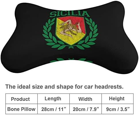 Bandeira siciliana no escudo com louros travesseiros de pescoço de carros de memória de espuma macia apoio de cabeça de cabeça de cabeça para condução para dirigir Cadeira de escritório em casa 2 pacote
