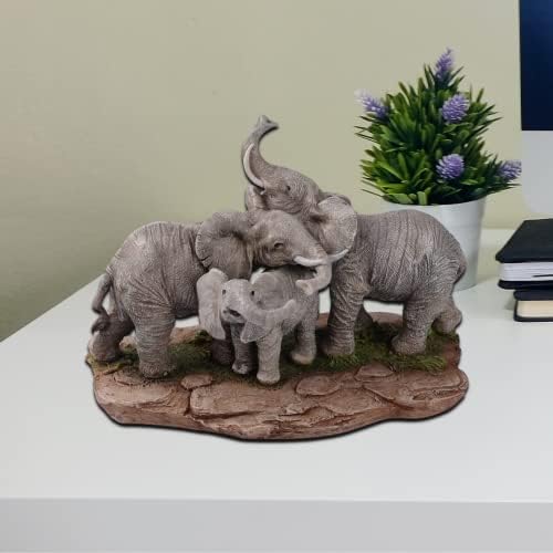 Coleção de vida selvagem de hora confortável 6 Friends de elefante e estatueta de pacote familiar, Polyresin