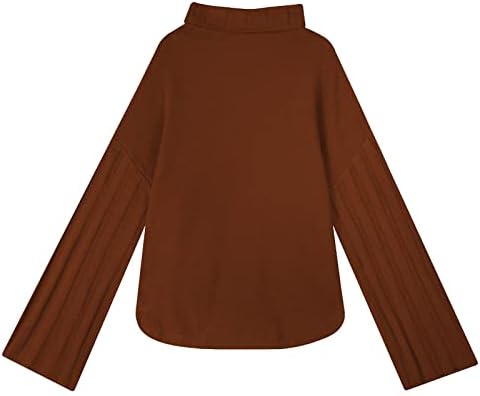 Camisolas para mulheres suéter de pulôver sólido de inverno solto de tamanho alto de tamanho alto no pescoço