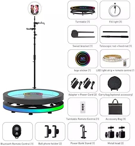 360 Photo Booth Automático Selfie portátil flexível com anel Light Intelligent Remote Remote