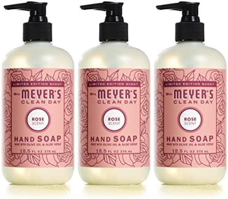 Sra. Meyer's Hand Soap, feito com óleos essenciais, fórmula biodegradável, edição limitada Rose, 12,5 fl.
