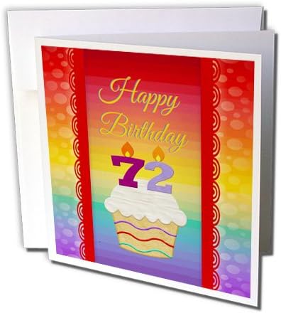 3drose cupcake com velas numéricas, aniversário de 72 anos - cartão de felicitações, 6 por 6 polegadas