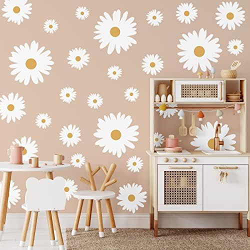 12 folhas Daisy Decalques de parede Branco adesivos de parede de flor branca adesivos de parede de margarida