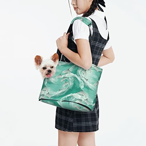 Transportadora de pet de pet de pet-face de face de face de pet saco de mannumes golfinhos-salto-blue-mar portátil portátil cão/gato bolsa