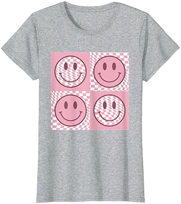 Camisa de rosto engraçado Padrão quadriculado sorriso de rosto de meme da moda