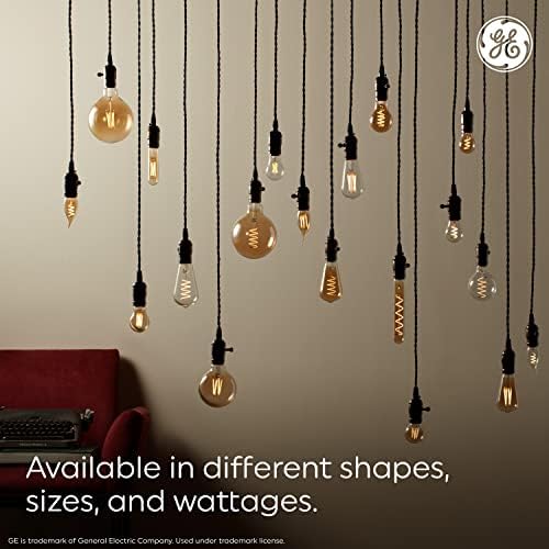 Iluminação GE Lâmpada LED de estilo vintage, 60 watts EQV, vidro âmbar, luz de vela quente, lâmpada de estilo Edison